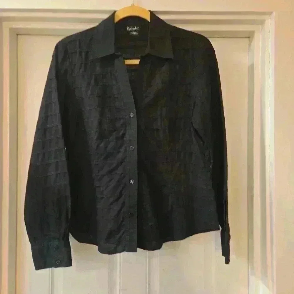 Rafaella Womens Button Down 100% Cotton Black Size 10